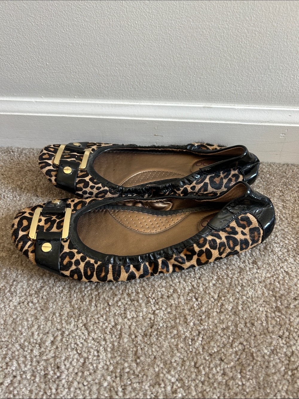 Me Too Women's Lysette Leather Ballet Flats leopard size 7